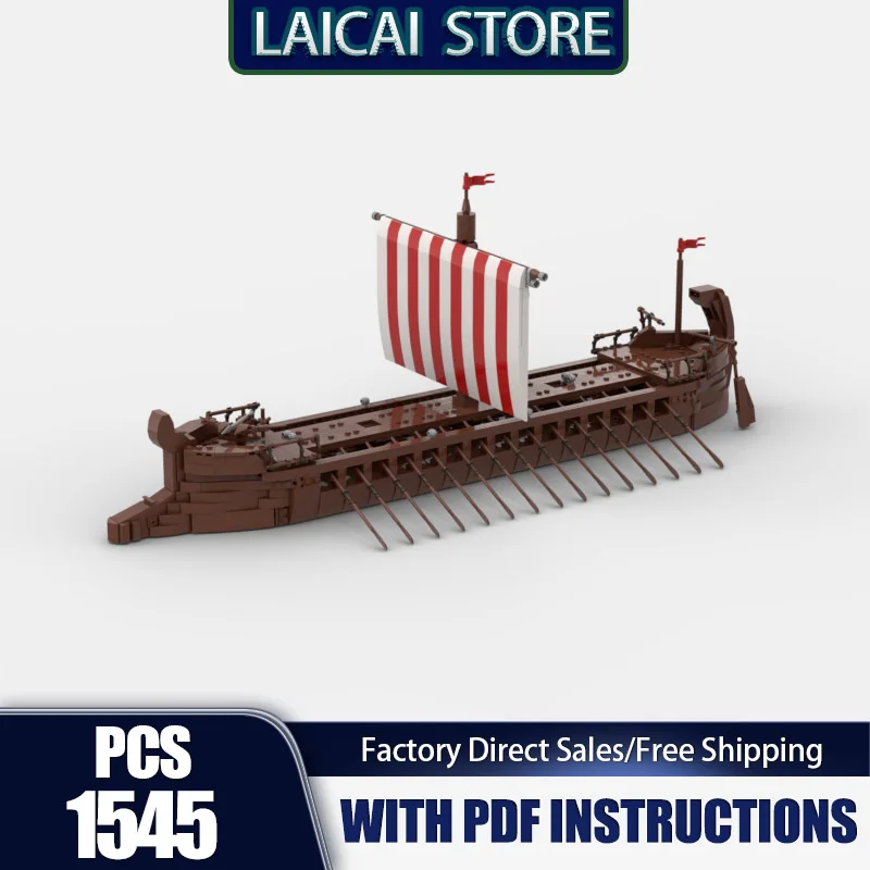 

Warship Model Moc Building Blocks Greek TRIREME Ship Model Technology Bricks Military Model DIY Assembly Holiday Toy Gifts