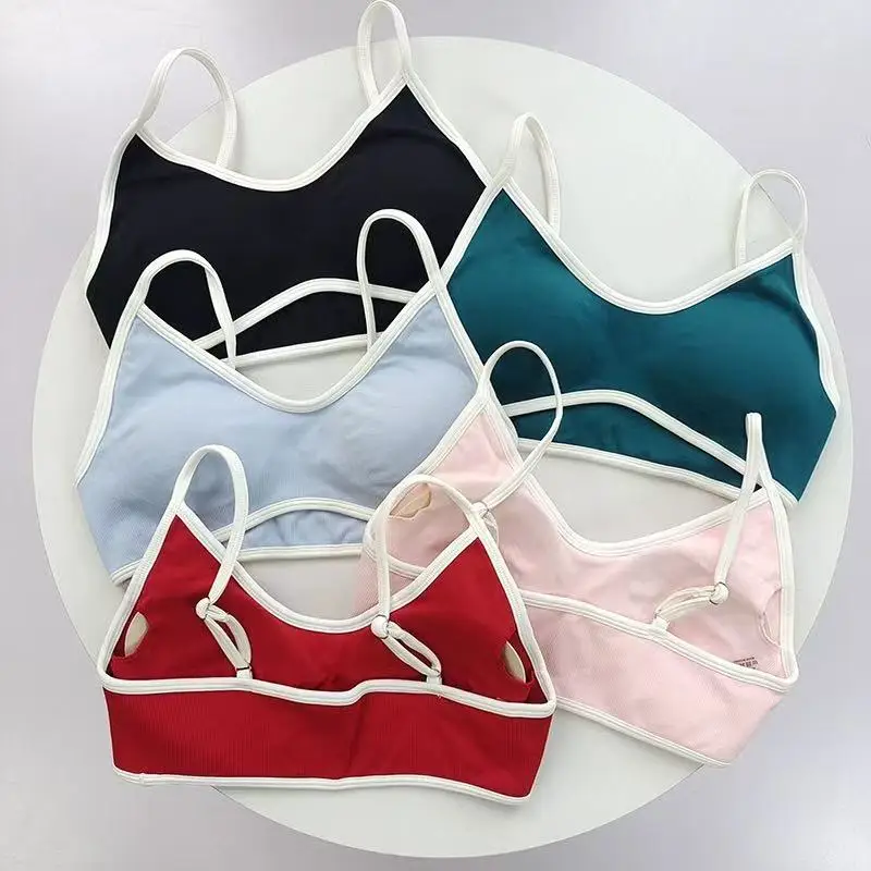 Color Blocking Camisoles, Seamless Fitness Yoga Bra, Outerwear, Running, Fitness, Shock-Absorbing, Tight fitting Sports Bra