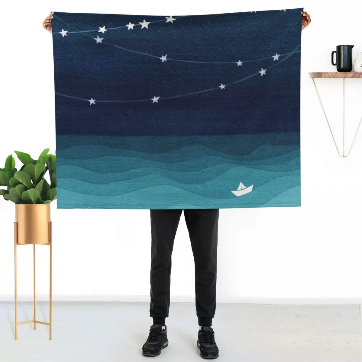 Garland of stars, teal ocean Throw Blanket Multi-Purpose Fashion Sofas Bed linens Designers Winter beds decorative Blankets