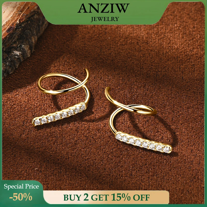 

ANZIW 1.5mm D Moissanite Earrings for Women Real 925 Sterling Silver Stylish Bar Piercing Ear Earrings Trendy Fine Jewelry Gift