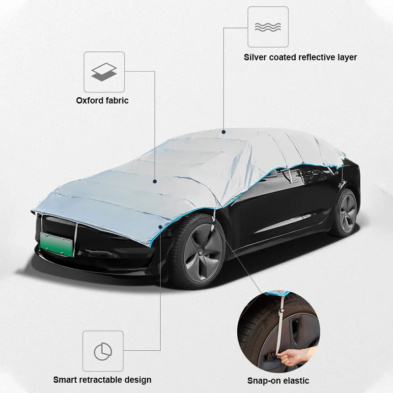 2022 All Weather Protection Outdoor Sunshade Snowproof Dustproof Retractable Auto Cover Car Cover For Tesla Model 3/y/x/s 2021