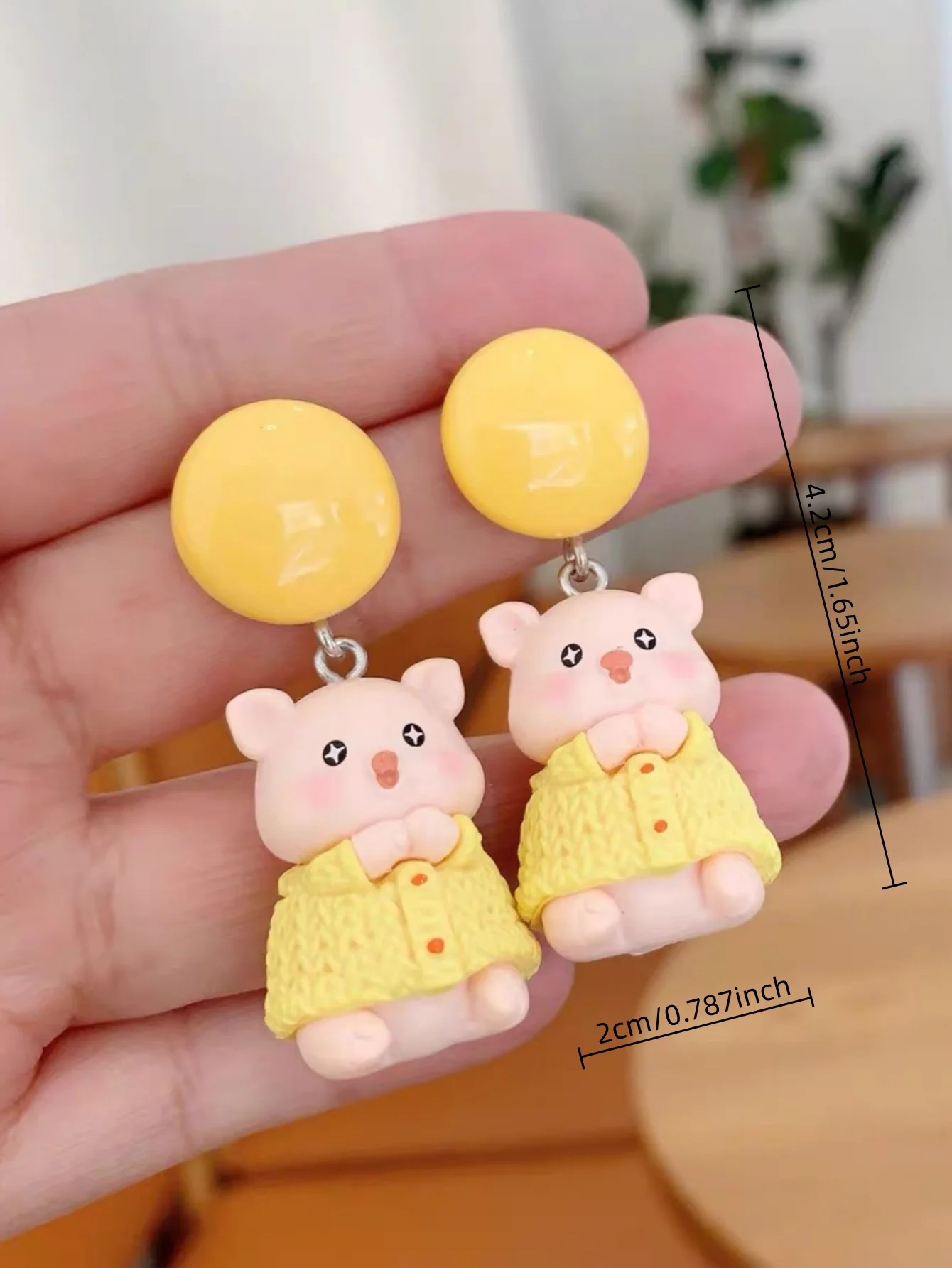 زوج من أقراط الراتنج ثلاثية الأبعاد لمحاكاة الرسوم المتحركة اللطيفة والقطط والقطط