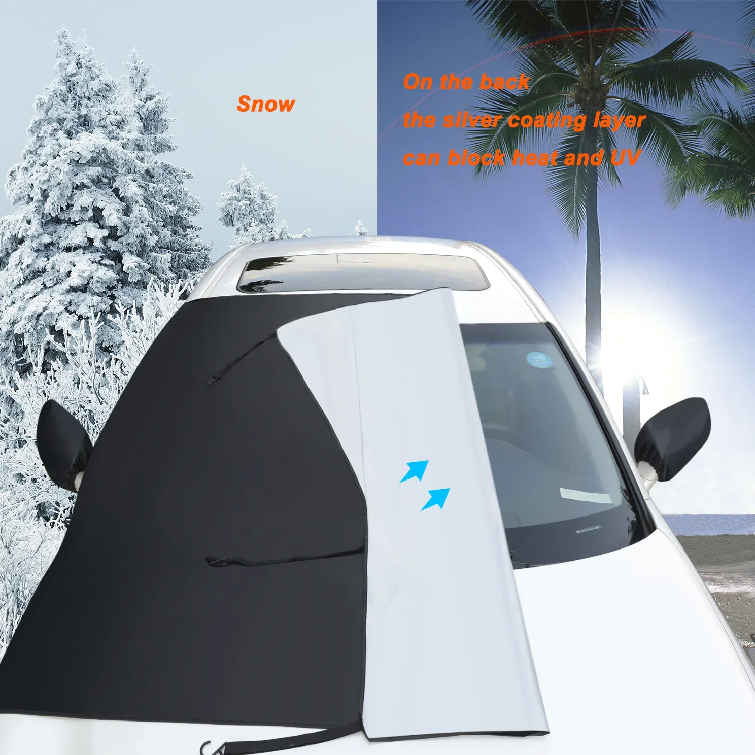 Dual Side Black Silver Car Windshield Cover for Car Dust Snow Sun Shade Outdoor Dustproof Heatproof Fit Sedan SUV Hatchback