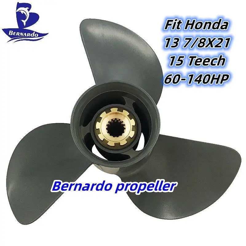 Bernardo Boat Propeller 13 7/8X21 Fit Honda 60 75 90 115 130 HP Outboard Engines Motor Aluminum Screw 3 Blade 15 Tooth Spline RH