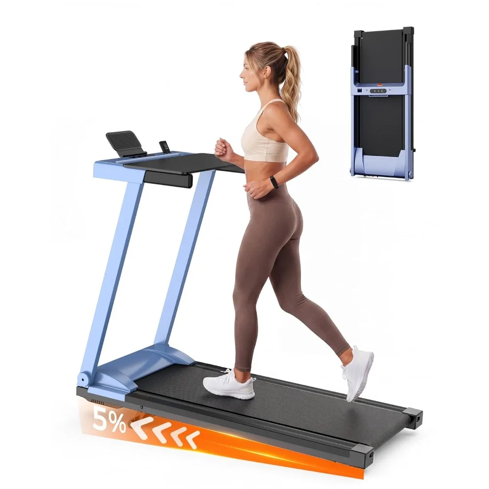 5% Incline Walking Pad, 300LB Folding Treadmill for Home with Handle Bar, 3.0HP Quiet Dual Cushion System, Custom