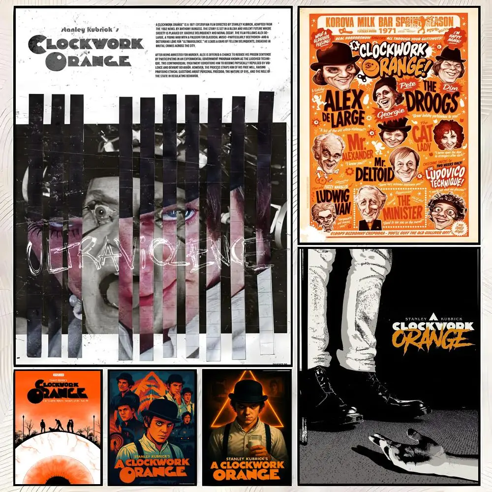 Póster Vintage de la Película "La Naranja Mecánica" en Papel PP, Decoración de Pared para el Hogar, Impresión para Dormitorio, Sala de Estar, Regalo Estético