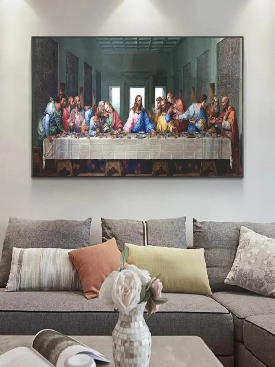 The Last Supper by Leonardo da Vinci  Canvas Art Print Poster Famous Jesus Painting Wall Decor for Home