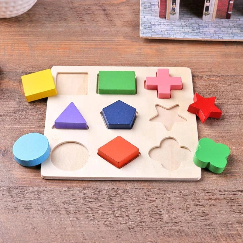 Wooden Puzzle Geometric Shapes 3D Puzzle Montessori Toys Sorting Math Preschool Learning Wood Puzzles Toys For Kids image 3