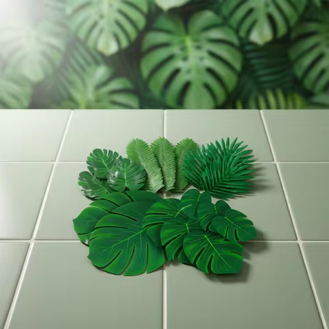Artificial Tropical Palm Leaves Safari Jungle Decorations Hawaiian Luau Party Leaf Home Table Decor Wedding Birthday Fake Plants