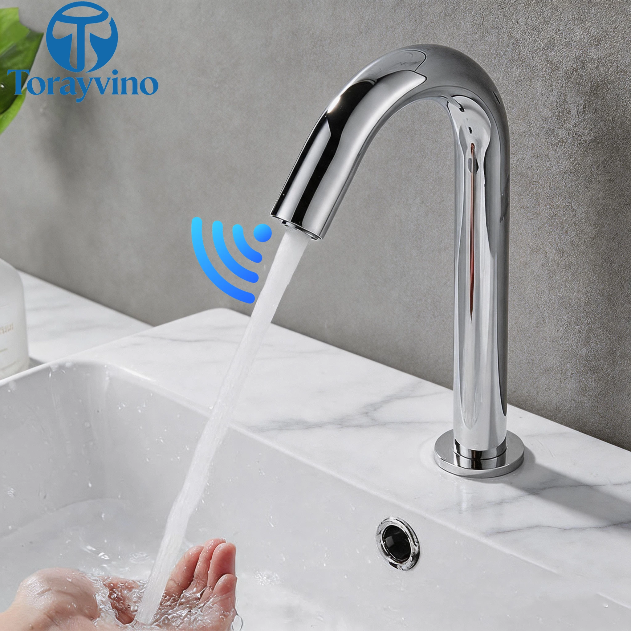 

Torayvino Bathroom Faucet Automatic Touch Free Hot and Cold Sensor Faucets Saving Inductive Electric Basin Sink Mixer Water Tap