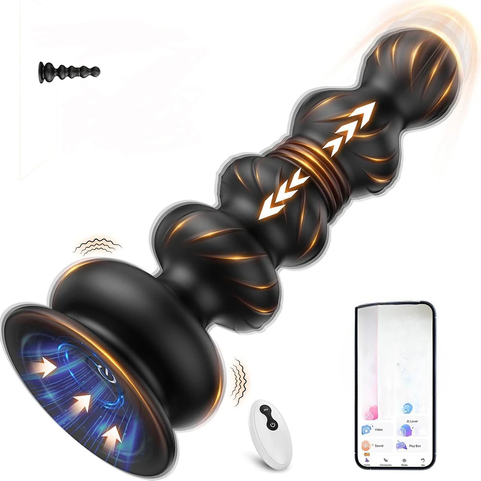 App+remote Control Vibrator Thrusting Anal Beads Prostate Massager Anal Butt Plug 10 Vibrate Thrust Male Sex Toys For Men Women