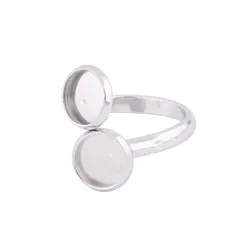 10pcs Stainless Steel Adjustable Fit 8mm Cabochon Ring Base Setting Blanks Diy Fingerring Bezels For Jewelry Making Supplies