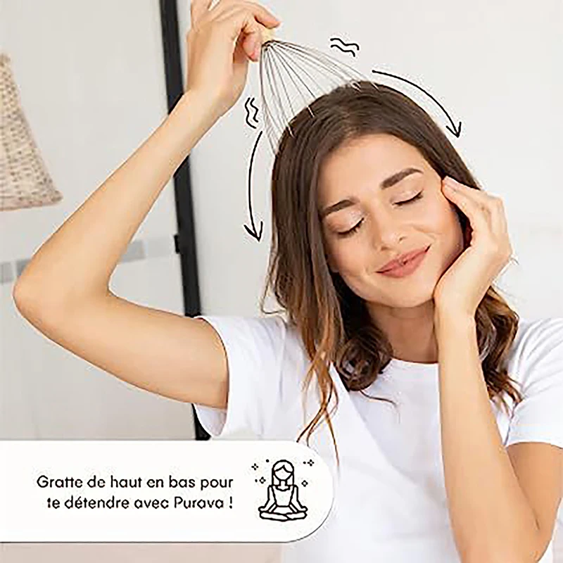 

Массажер для головы в форме осьминога с деревянной ручкой, для расслабления кожи головы, снятия напряжения, массажер-чесалка для тела, снимает напряжение, инструмент для ухода за здоровьем.