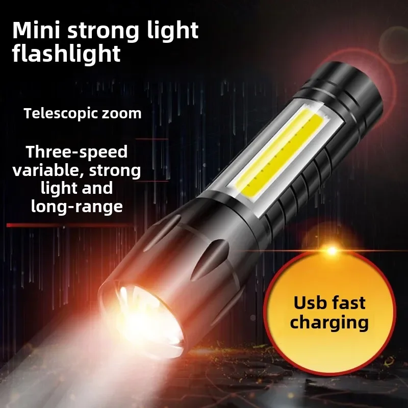 

Уличный сильный свет, мини-телескопический фонарик, небольшой домашний фонарик с зарядкой через USB, боковой фонарь COB из алюминиевого сплава 511, оптовая продажа