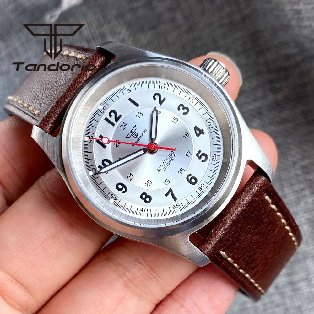 Tandorio 36 mm modische 20BAR automatische Tauchfliegeruhr für Herren und Damen NH35/PT5000/Miyota8215 Movt Saphir-Armbanduhr, grüne Lume – Detail 12