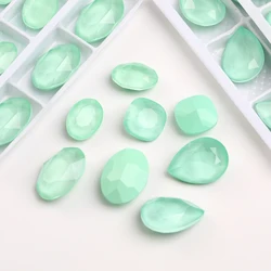 Mocha Rhinestones Drop Oval Square Glass Rhinestones For Jewelry Making Pointback Green Crystals Strass Art Crafts Supplies