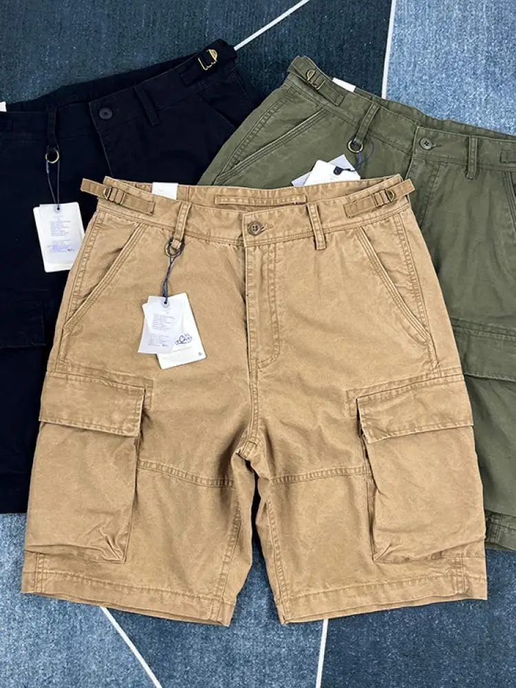 

Мужские рабочие шорты из плотного чистого хлопка в клетку, в стиле японского ретро, повседневные, дышащие, летние...