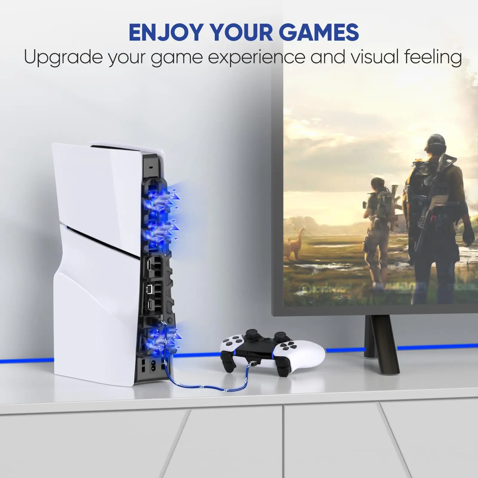 مروحة تبريد رفيعة للبلاي ستيشن 5 ، إصدار القرص ، مع إضاءة RGB ، منفذ USB رقمي ، PS5 ، جديد