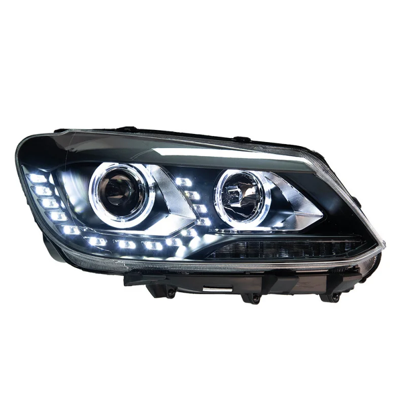 Suitable for Volkswagen 11-15 New Touran Headlight Assembly Modified LED Angel Eye Daytime Running Light Lens Xeno