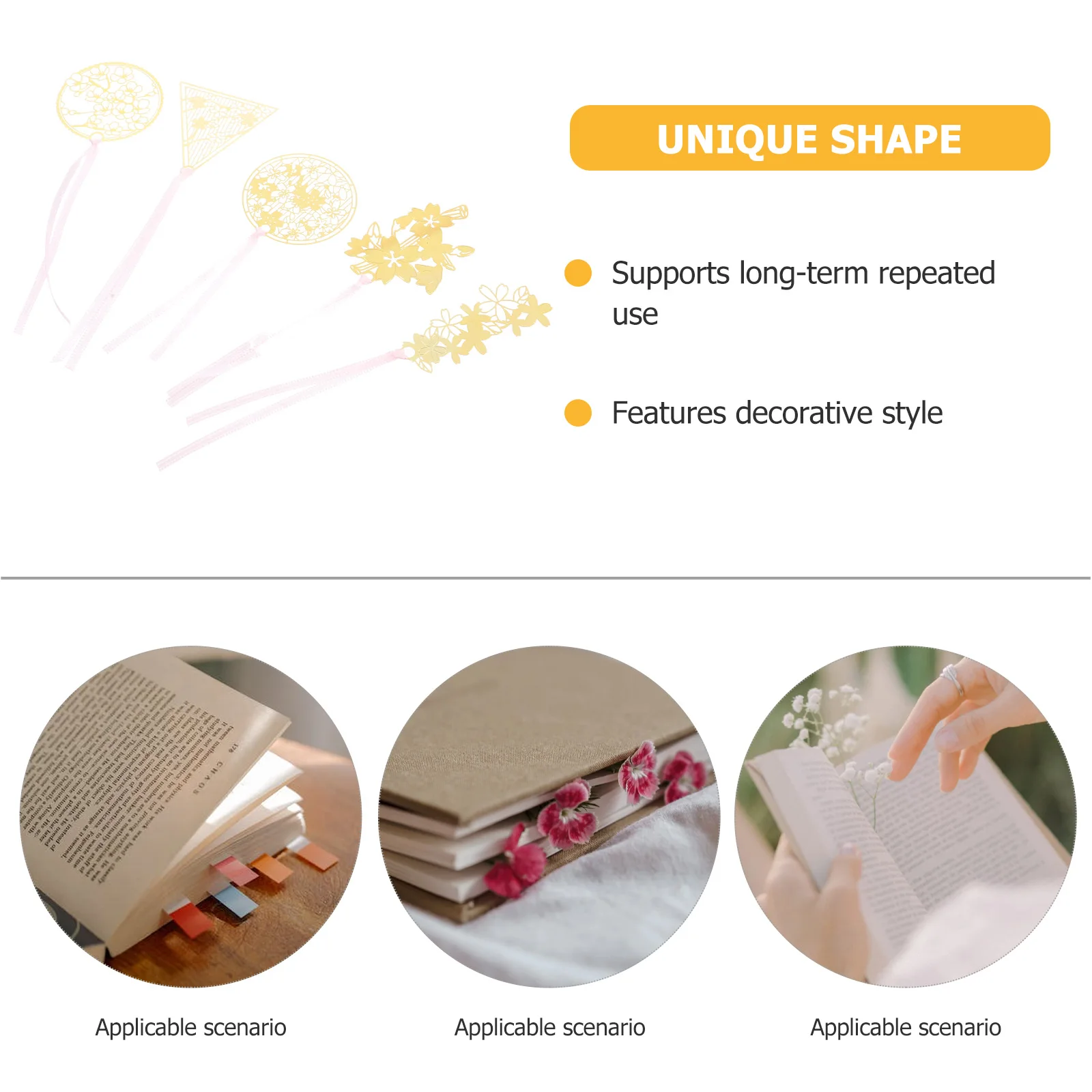 

5pcs Chic Hollow Metal Bookmarks Decorative Page Markers For Book Lovers Lightweight Portable Reading Accessories