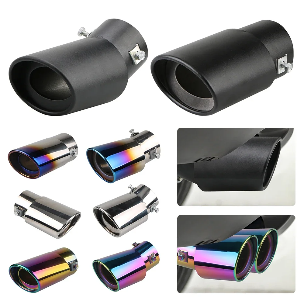 Universal Car Exhaust Muffler Tail Trim Aluminum Alloy Tip Round Black Tail Pipe Muffler Exhaust Car Modification Parts Exhaust