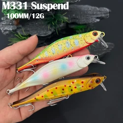 100mm 12g Suspend Minnow Fishing Lures Wobbler for Bass Trout Saltwater Plastic Artificial Hard Bait Pesca Fishing Accessories