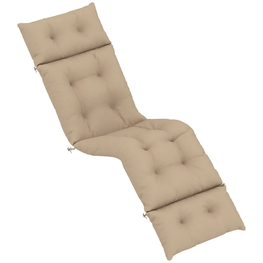 

Outdoor Chaise Lounge Cushion Tufted Thick Patio Lounge Chair Cushion with Ties 74.8 x 22 x 4 Beige