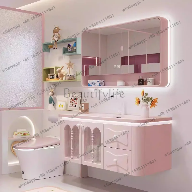 YJ Wooden Drawers Bathroom Cabinet Modern Design Display Storage Bathroom Mirror Cabinet Full Set Mobile Da Bagno Furniture Home