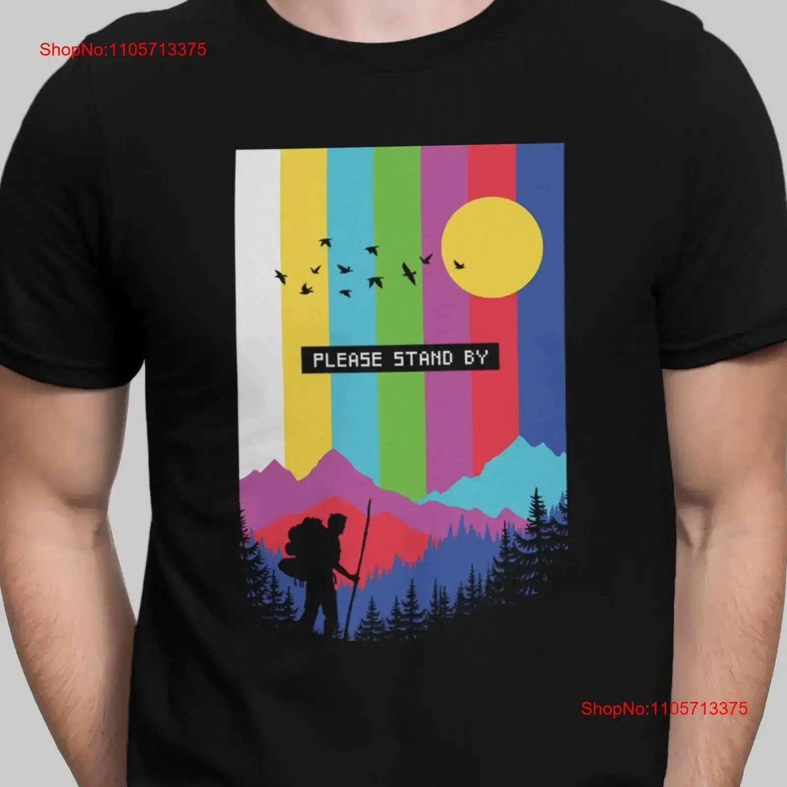 TV Test Pattern Hiking Nature Outdoors T Shirt vintage Washed Comfortable homme Casual Unisex Stylish fashion