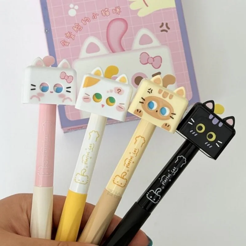 

20pcs/lot Kawaii Cat Press Gel Pen Cute 0.5mm Black Ink Neutral Pens Gift Stationery Office School Supplies