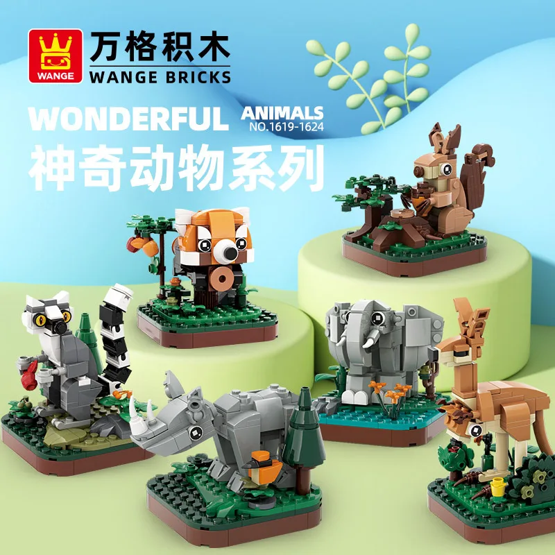 6in1 Wange Blocks Koala Animal Rabbit Building Bricks for Boy Educational Toy Panda Creative Playtime Birthday Gift Set 1613