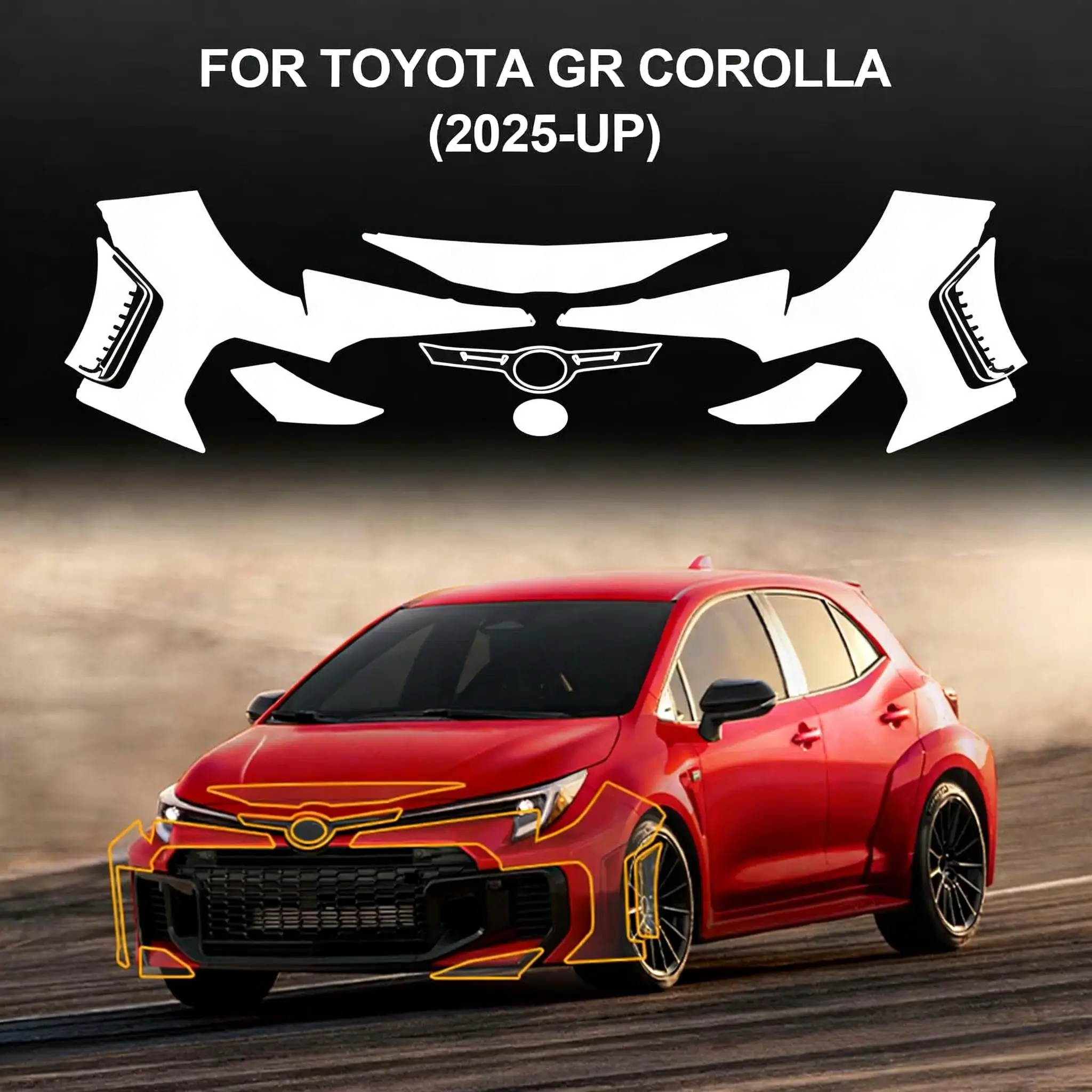 

Защитная пленка из ТПУ 8.5 Mil для кузова Toyota GR Corolla 2025, предварительно вырезанный комплект PPF, прозрачная защита от царапин