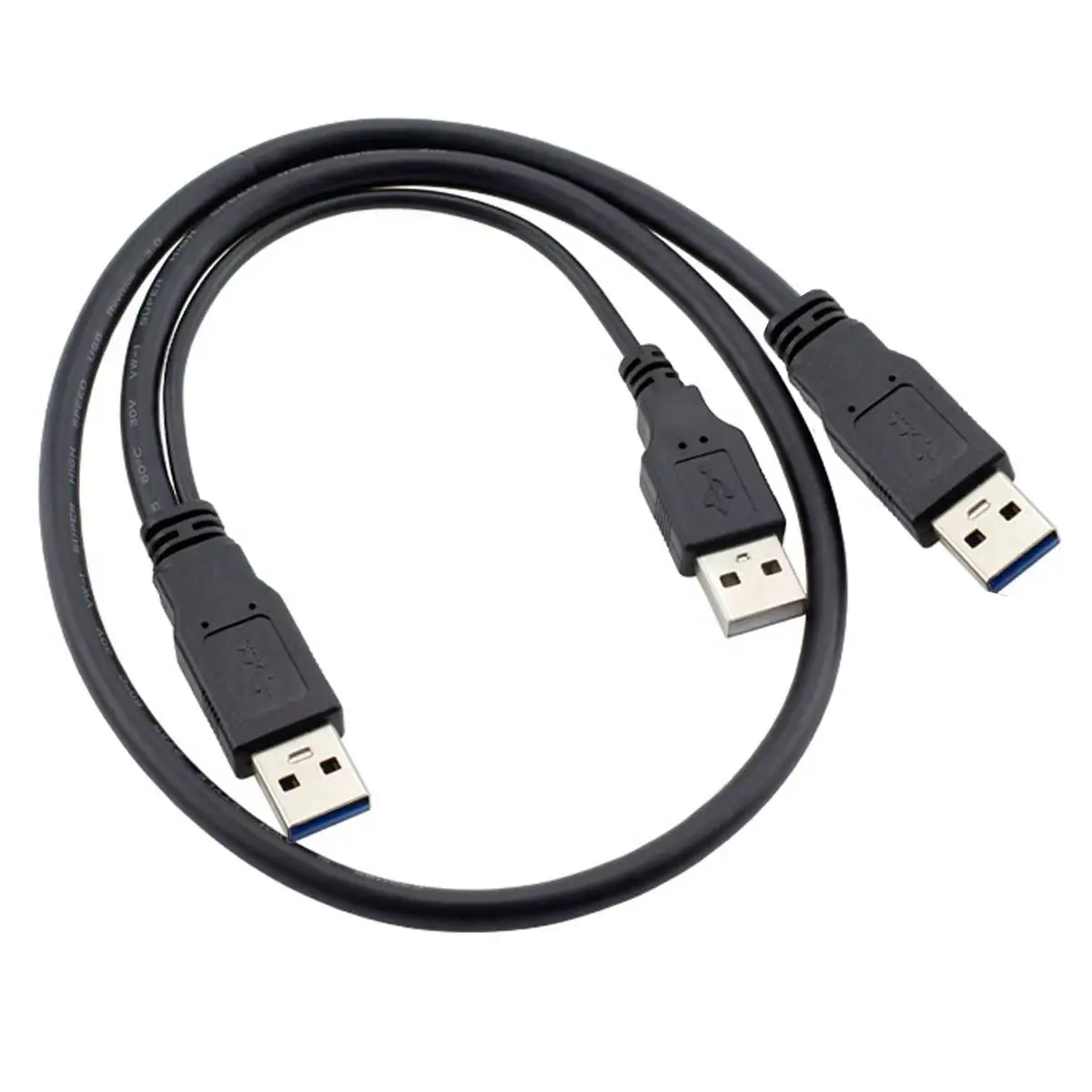 Supply Black 0.5M USB 2.0 3.0 Dual USB Male To Micro Mini USB A B C male Portable Storage Device Cable With Power Supply