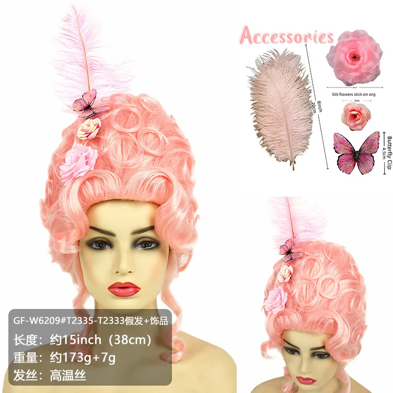 Peluca victoriana del siglo XVIII para disfraz rococó Halloween Marie Queen Cosplay pelo barroco Vintage colmena reina pelucas sintéticas