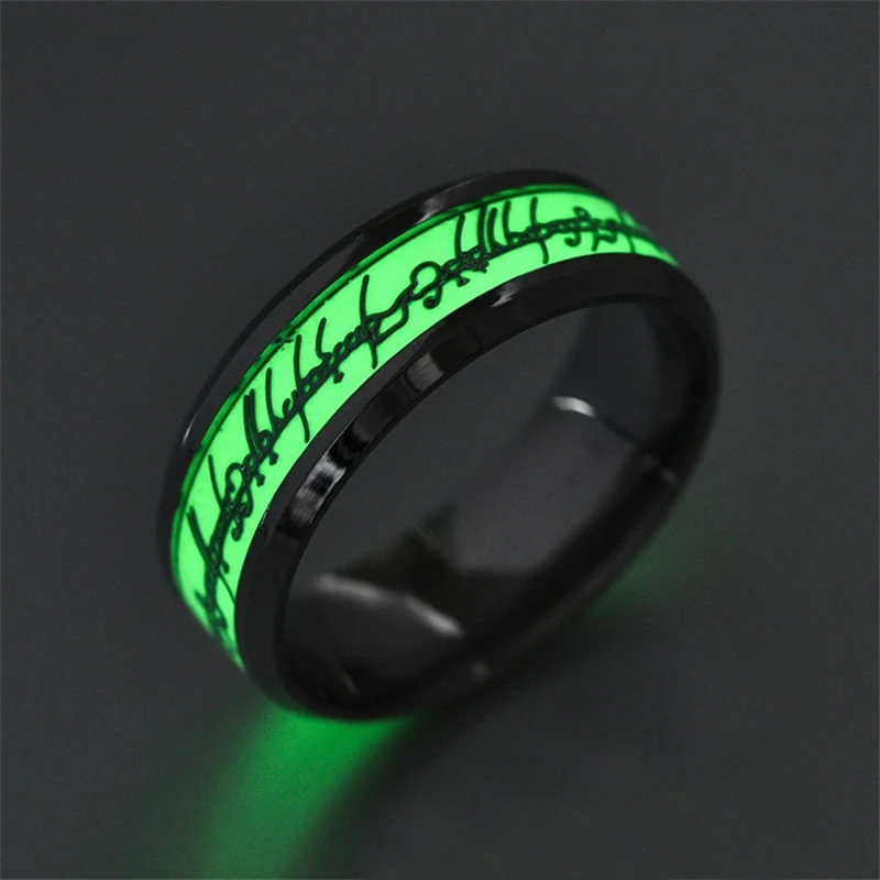 Stainless Steel Luminous Finger Ring For Women Men Glowing In Dark Heart Couple Wedding Bands Jewelry Gift Accessories view 5