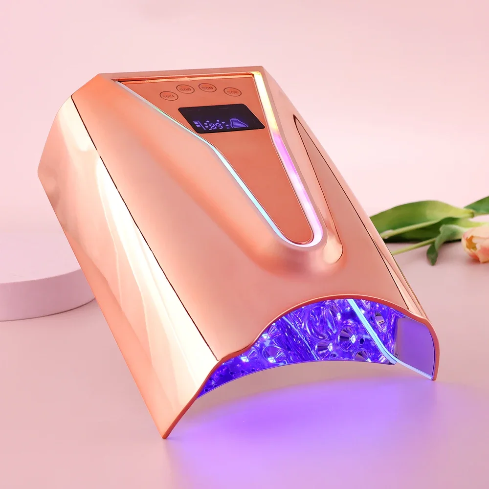 New product Portable128W Rainbow Atmosphere Light Cordless Nail Lamp UV Led Dryer Rechargeable uv light for nails dryer for gel