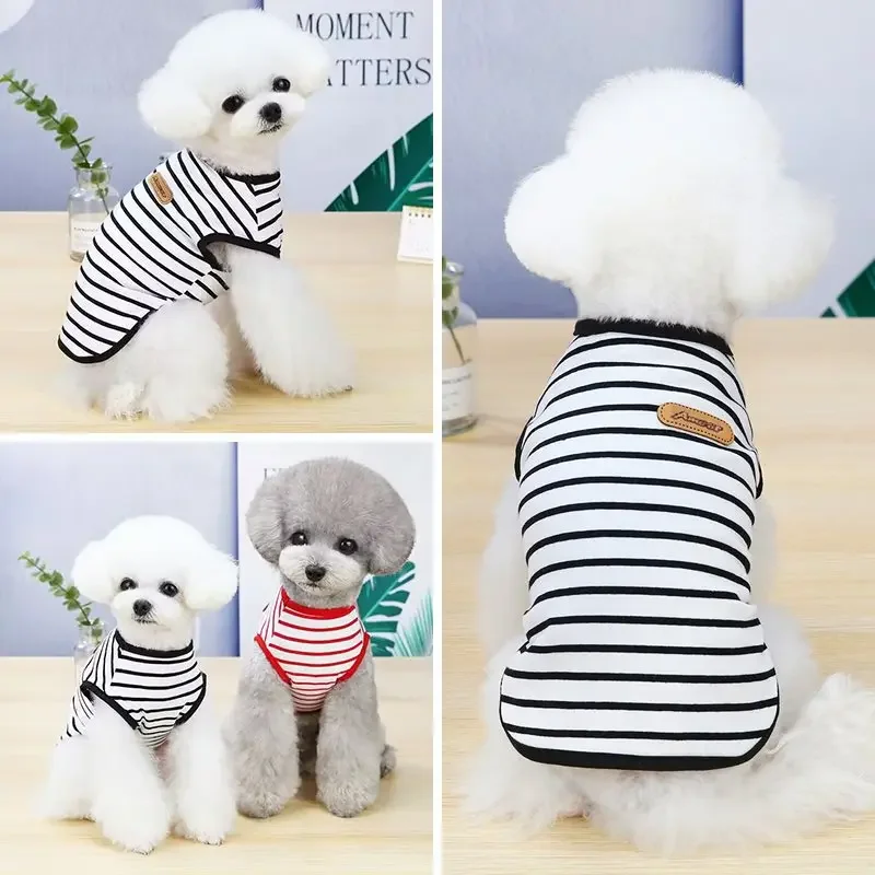 Dog Clothes Summer Striped Sleeveless Vest Pet Clothes T-Shirt Small Dogs Clothing Cotton Puppy Kitten Chihuahua Costume S-XL