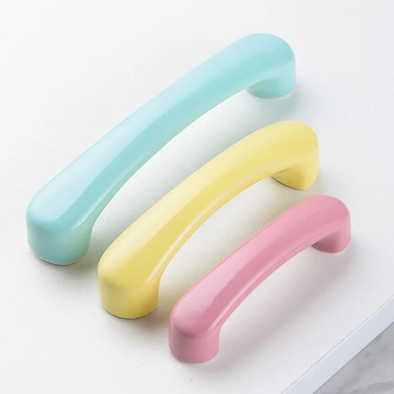 Kenop Lemari Anak Motif Kartun Warna-warni Gaya Nordik, Keramik untuk Lemari Pakaian, Dapur, dan Pintu