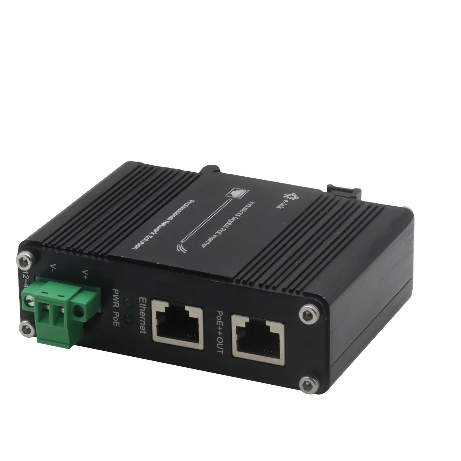 Industrial Gigabit PoE++ Injector Hardened IEEE802.3at/bt 100W PoE Adapter with 12-48VDC Input DIN-Rail and Wall Mount