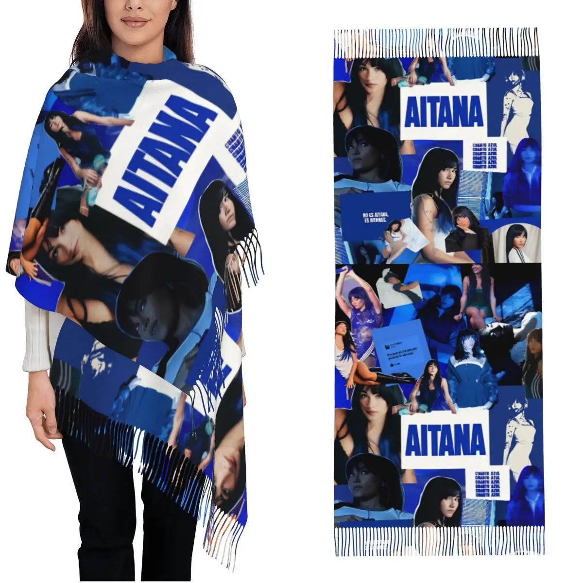 

Aitanaed Singer Shawl Wrap Women Winter Warm Large Long Scarf Cuarto Azul Tour Neckerchief Shawl Scarves