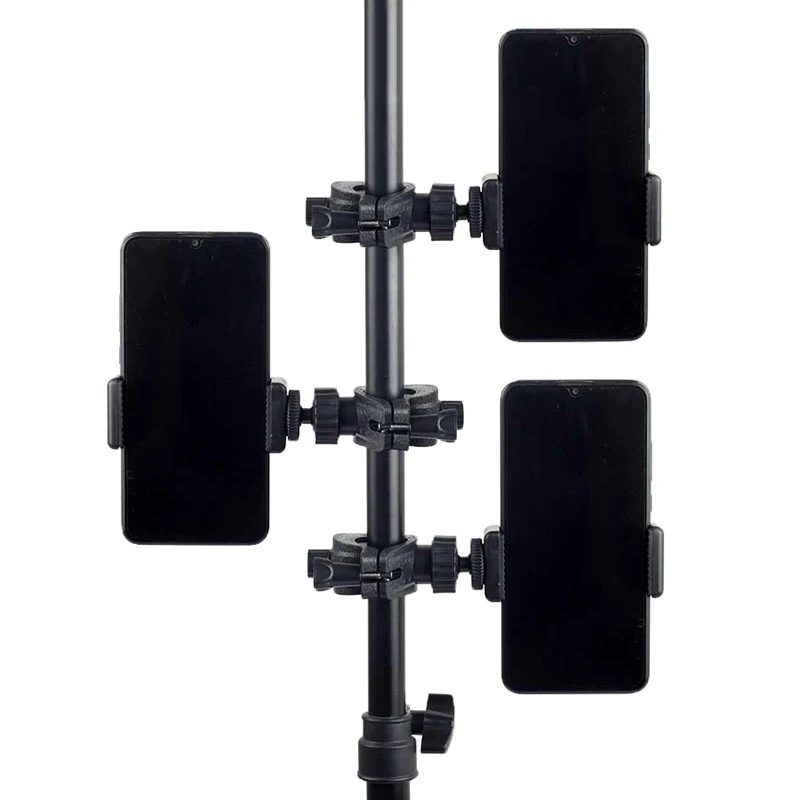 1 Juego de soporte para teléfono con cámara SLR para lámpara Circular, trípode, soporte para transmisión en vivo, sujeción automática 360 °   Soporte giratorio