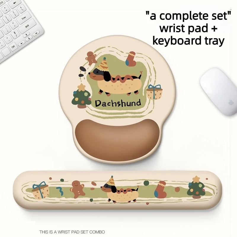 Cute Dachshund Silicone Wrist Support Mouse Pad Anti Slip Mouse Keyboard Pad Office Rubber Computer Keyboard Hand Support Pad