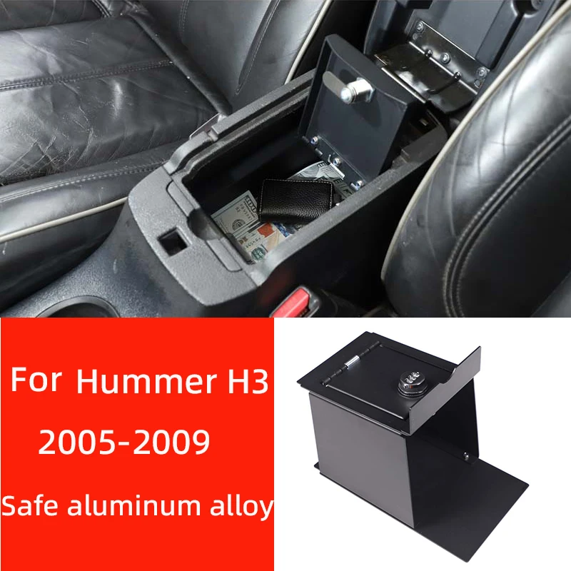 For 2005-2009 Hummer H3 aluminum alloy armrest box safe, car central control armrest box password box, safe, auto parts