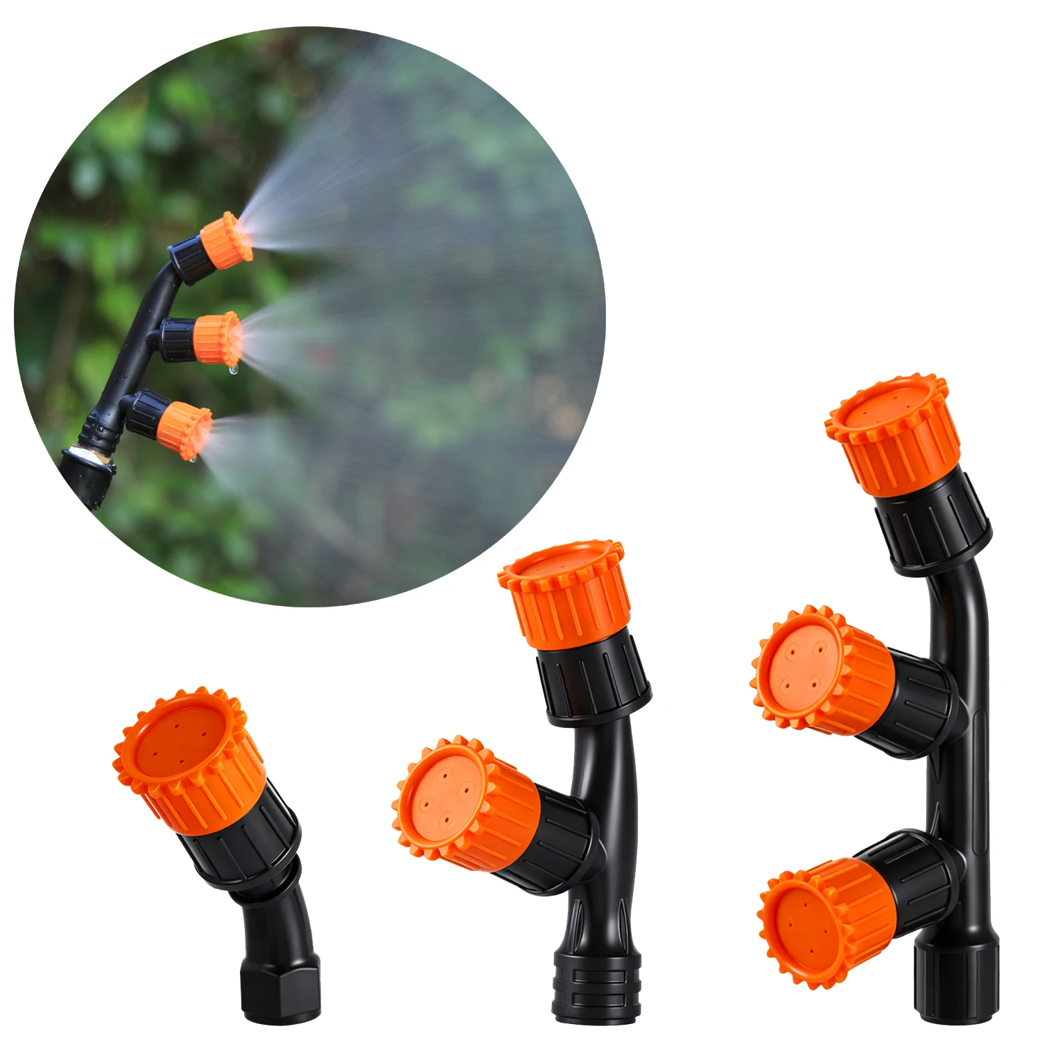 2PCS Garden High Pressure Atomizing Adjustable Nozzle with Threaded Single/Dual/Triple Nozzle Irrigation Pesticide Sprinkler