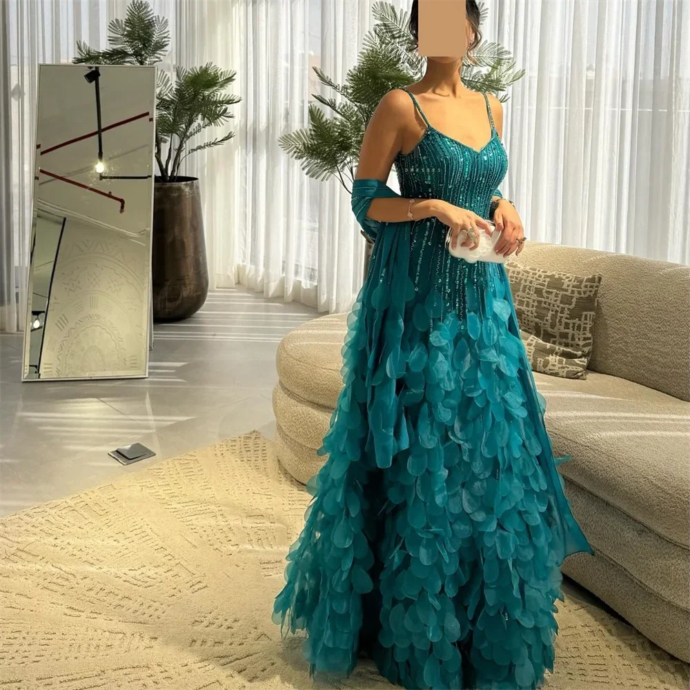 Saudi Arabia Evening Gown Dearin Jewel A-line Floor Length Skirts Flower Tulle Bespoke Occasion Dresses Formal Prom Dress