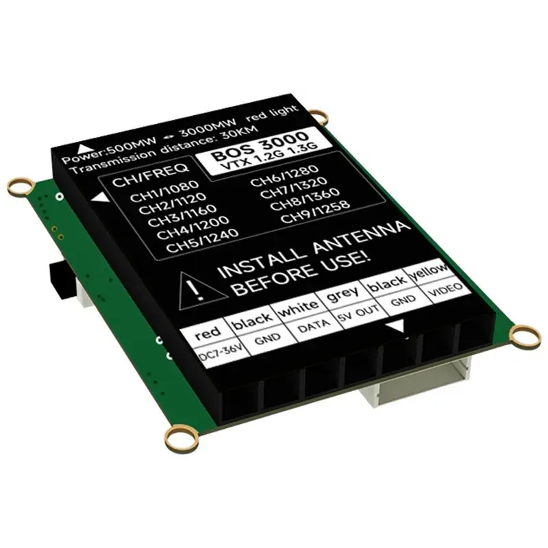 CYGJ-1.2G 1.3G 3W VTX 3000Mw 9-Channel High Power FPV Video Transmitter PAL/NTSC For FPV Long Range RC Drone