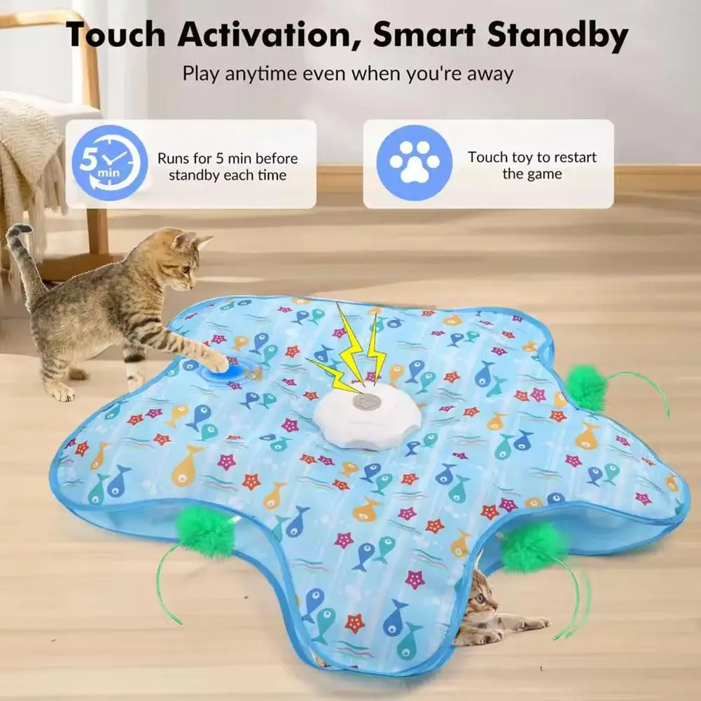 Automatic 360° Irregular Movement Cat Hide-And-Seek Toy With Motion Activated,Moving Feather,Chirping.Help Cat Relieving Boredom