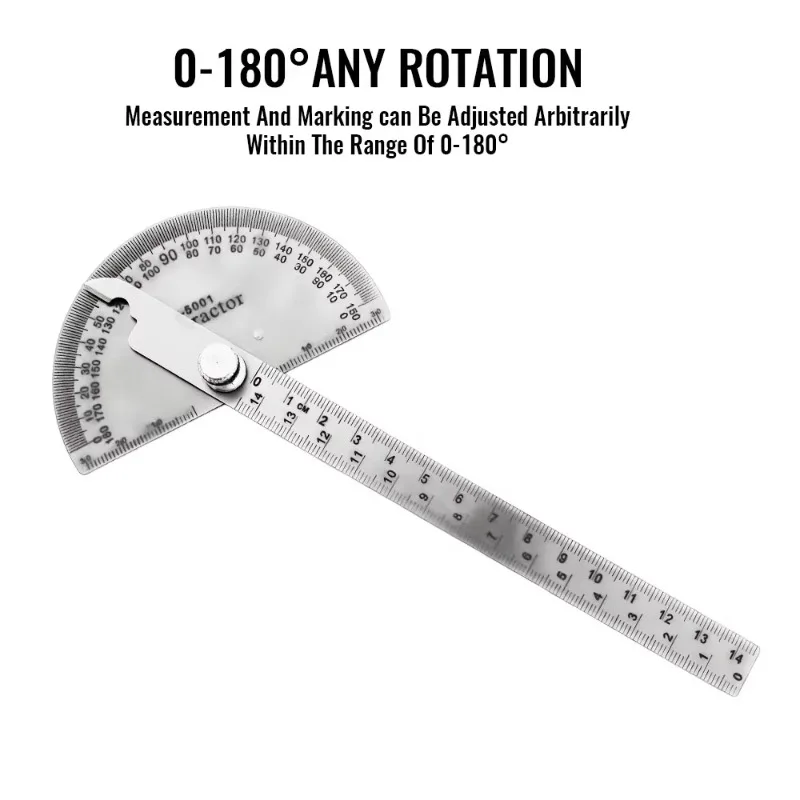 Protractor Angle Meter Measure Ruler Stainless Steel Metal Finder 180 Degree Guage Goniometer Woodworking Measurement Tool 14CM