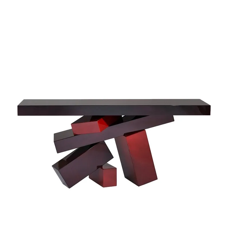 

Opposite the door, entrance table design sense, color matching entrance table, rear view table