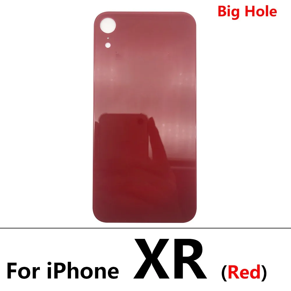 5Pcs，NEW Big Hole XR Battery Cover Rear Door Housing Case Back Cover For iPhone XR Glass Plate Battery Cover with Sticker For XR